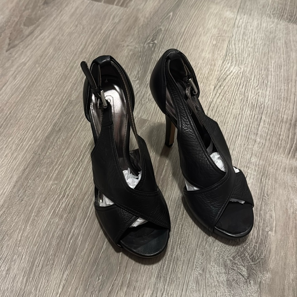 Coach black leather platform size 7